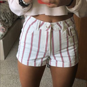 Red White and Blue striped mom shorts